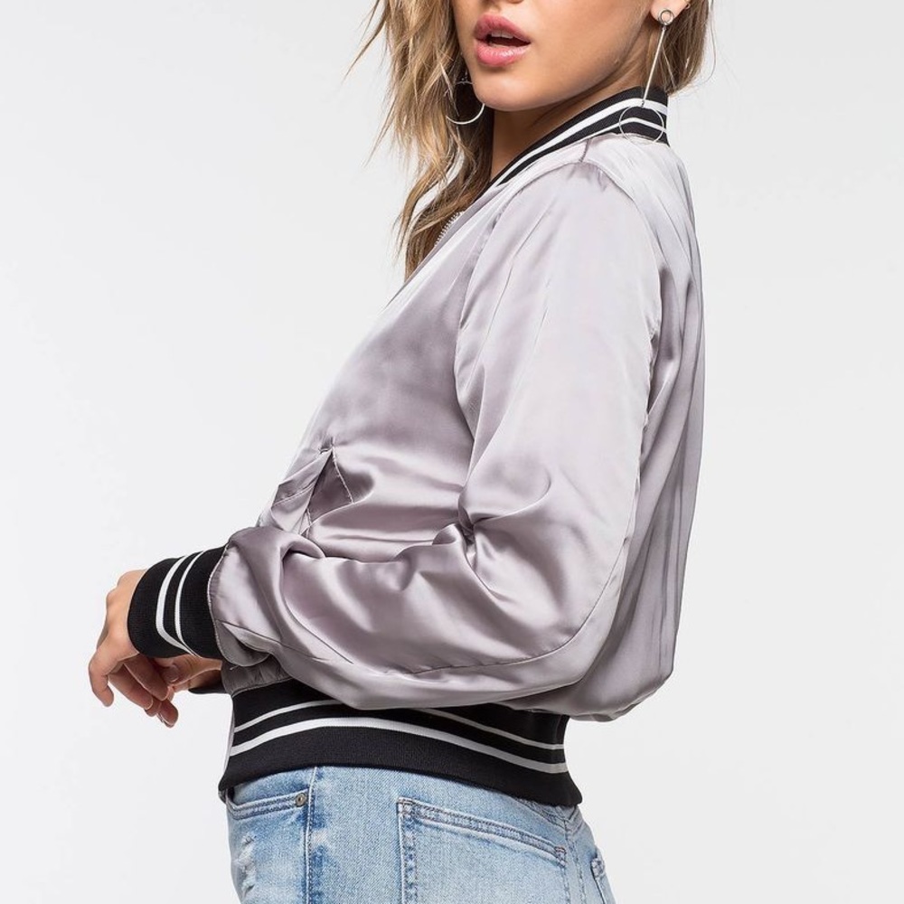 Athletic Trim Satin Bomber - Picture 4 of 5